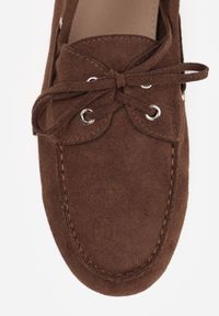 Renee - Brązowe Mokasyny VICES z Wkładką ze Skóry Naturalnej ze Sznurowaniem Nairis. Nosek buta: okrągły. Zapięcie: sznurówki. Kolor: brązowy. Materiał: skóra. Obcas: na obcasie. Wysokość obcasa: niski #8