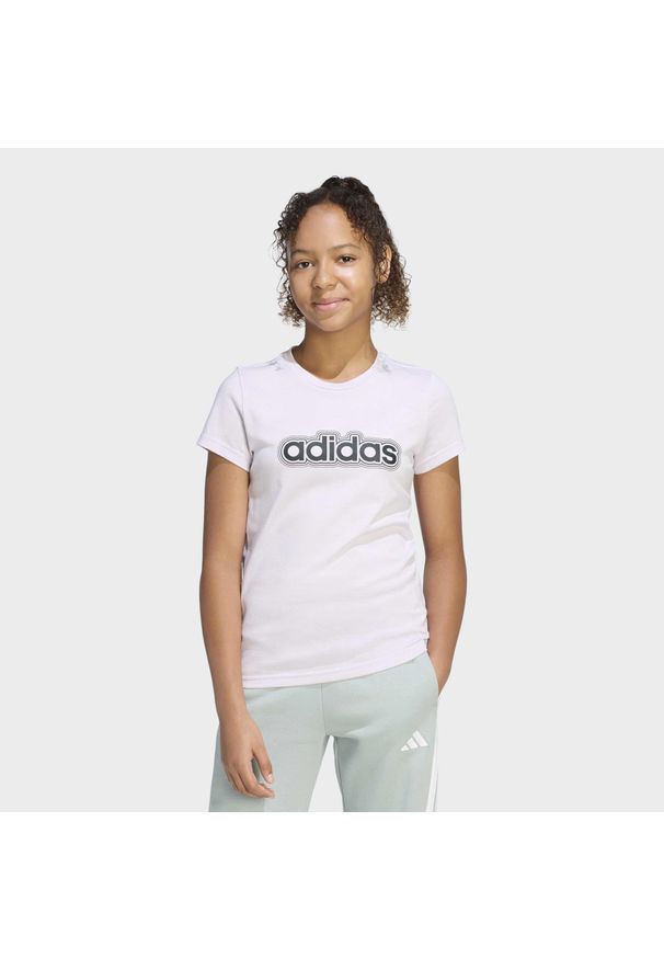 Adidas - Koszulka dziecięca ADIDAS. Kolor: różowy. Materiał: bawełna, włókno. Sport: joga i pilates