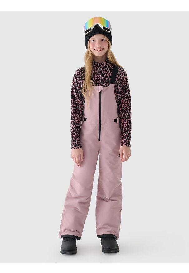 4f - 4F Spodnie snowboardowe membrana 10000 dziewczęce - beżowe 146 (10-11 lat). Kolor: beżowy. Materiał: tkanina, materiał, poliester, dzianina. Wzór: gładki. Sezon: zima, lato. Sport: snowboard