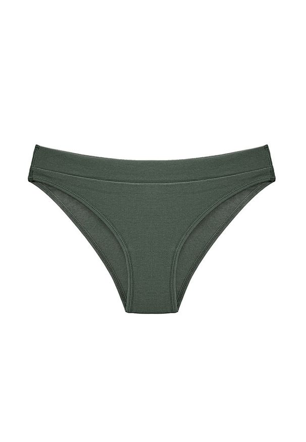 Intica - Figi damskie prążkowane z elastycznym pasem Milan. Kolor: zielony. Materiał: prążkowany