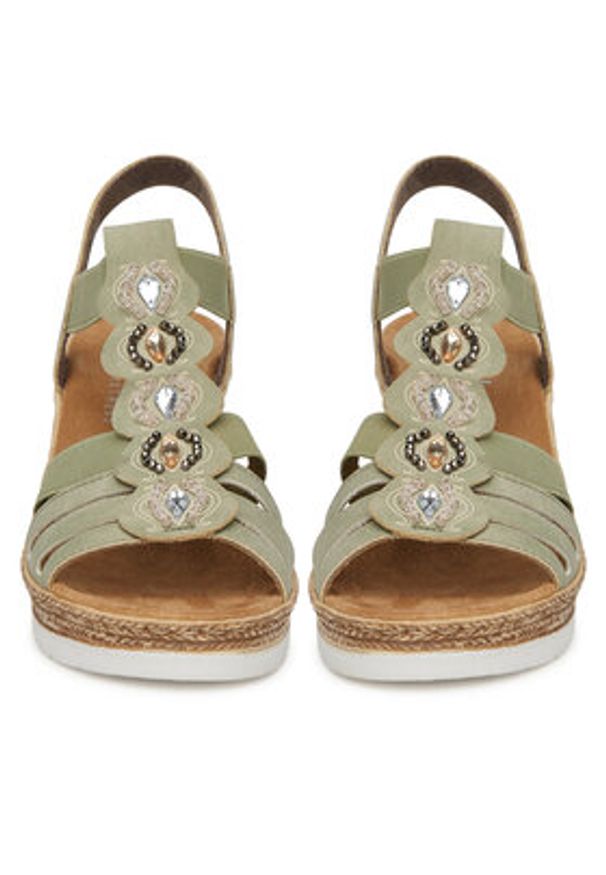 Rieker Sandały 619B2-52 Zielony. Kolor: zielony. Materiał: syntetyk