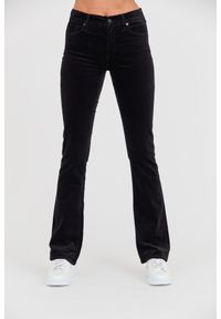 7 FOR ALL MANKIND Czarne spodnie welurowe Bootcut Velvet. Kolor: czarny. Materiał: welur