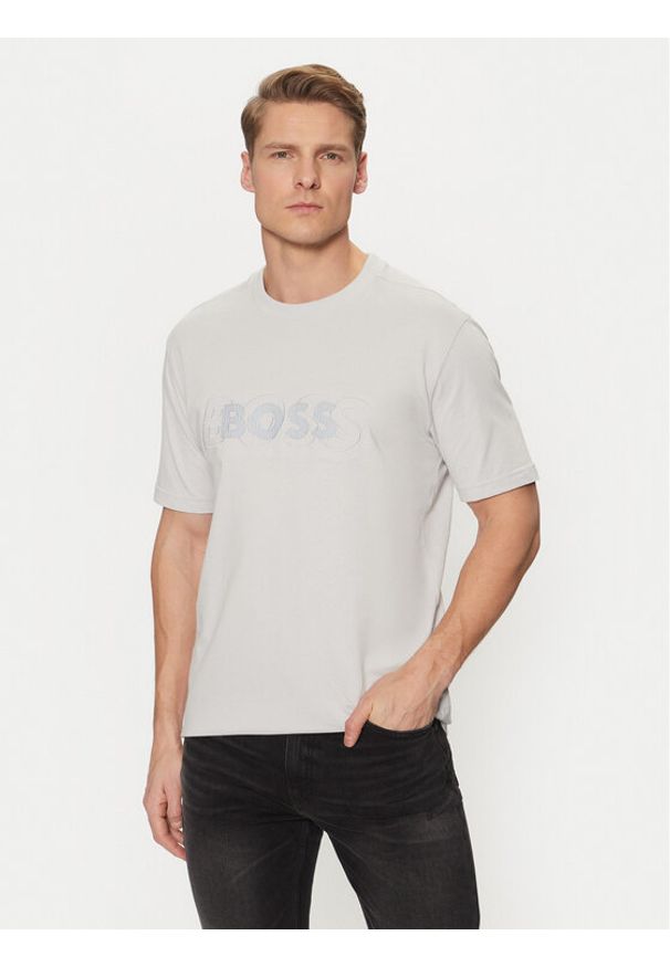 BOSS T-Shirt 50531271 Szary Regular Fit. Kolor: szary. Materiał: bawełna