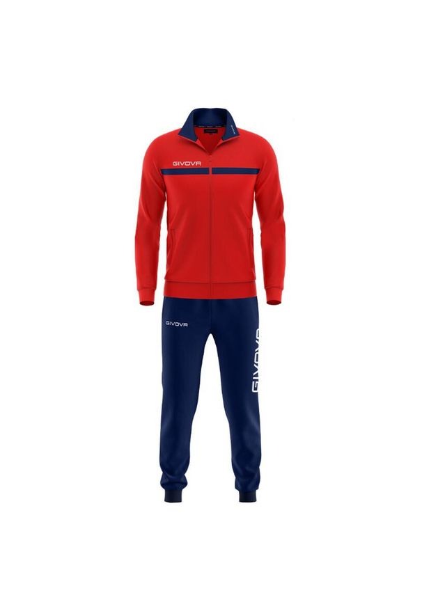 Givova One polarowy dres z pełnym suwakiem 2XS. Kolor: wielokolorowy, biały, czerwony. Materiał: polar, dresówka. Sport: piłka nożna