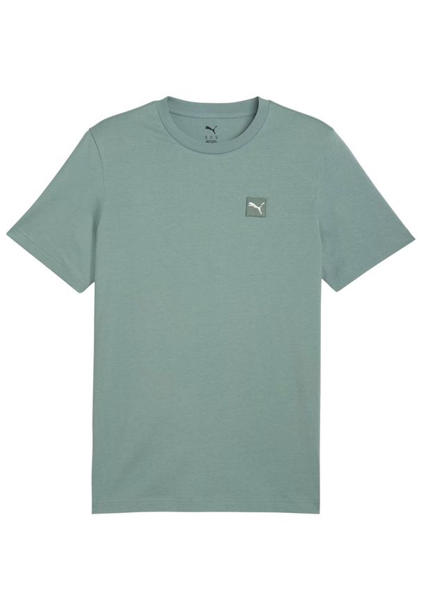 Koszulka męska Puma Ess Elevated Tee. Kolor: zielony. Wzór: aplikacja, haft
