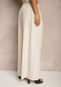 Renee - Beżowe Eleganckie Spodnie Palazzo z Szerokimi Nogawkami Adivisa. Stan: podwyższony. Kolor: beżowy. Styl: elegancki #5