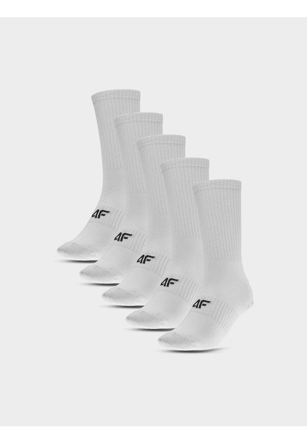 4f - 4F Skarpetki długie (5-pack) damskie - białe 35-38. Kolor: biały. Materiał: prążkowany, dresówka, jeans