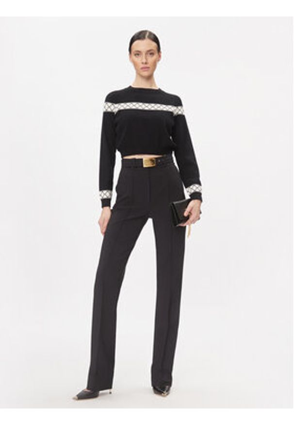 Elisabetta Franchi Sweter MK-39Q-31E2-V280 Czarny Regular Fit. Kolor: czarny. Materiał: wiskoza