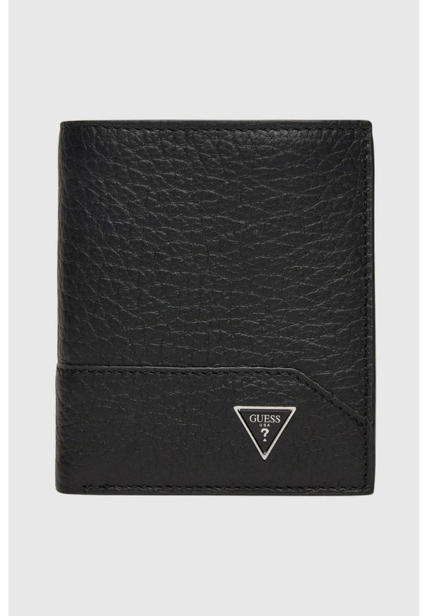 Guess - GUESS Czarny portfel męski Torino Bifold. Kolor: czarny. Materiał: skóra