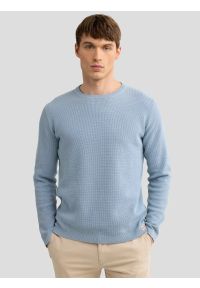 Big-Star - Sweter męski bawełniany błękitny Neilon 400. Okazja: na co dzień, do pracy. Kolor: niebieski. Materiał: bawełna. Wzór: ze splotem. Styl: klasyczny, casual #2