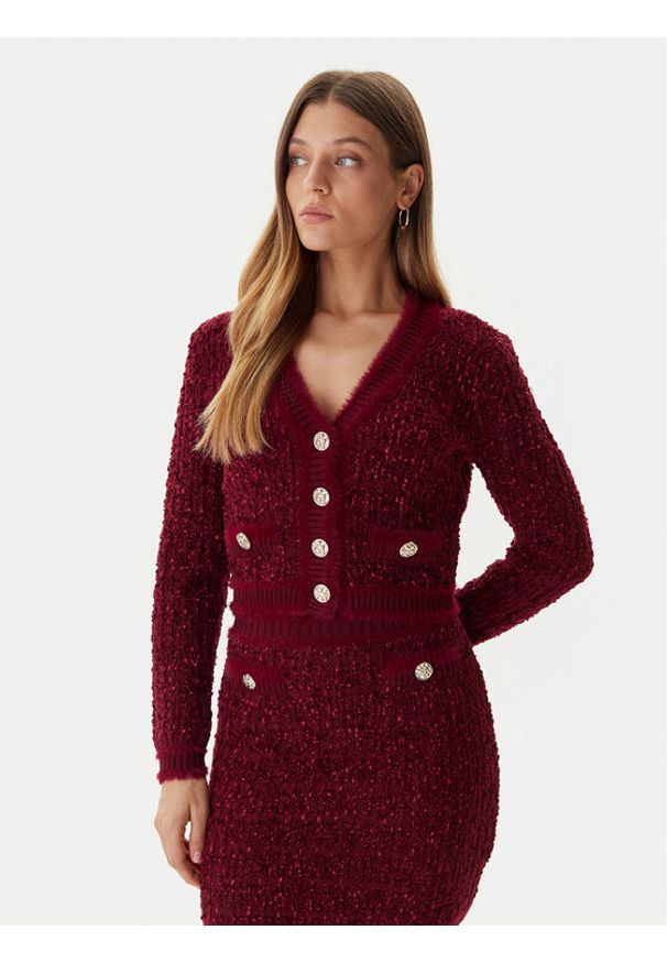 Guess Kardigan W5BR0E Z4090 Czerwony Slim Fit. Kolor: czerwony. Materiał: syntetyk