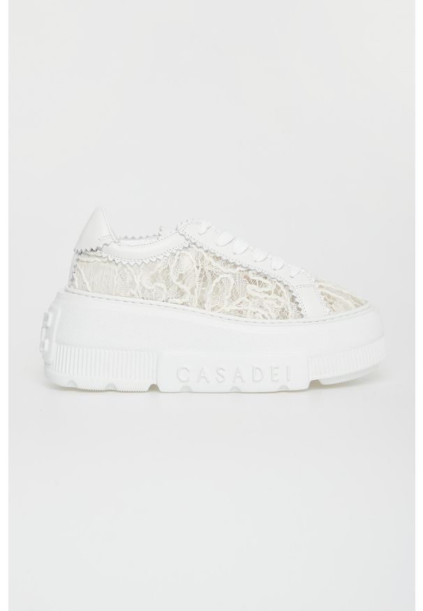 Casadei - Sneakersy damskie z koronką CASADEI. Materiał: koronka. Wzór: koronka
