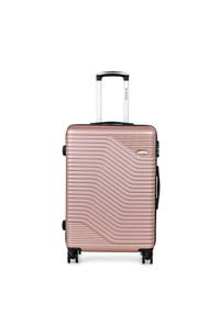 SAPPHIRE - Walizka na kółkach Sapphire ST-140 złota - średnia M DUO. Kolor: złoty. Materiał: guma, kauczuk, materiał. Styl: elegancki, klasyczny #1