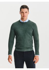 Pako Lorente - PAKO LORENTE – Zielony sweter męski o-neck. Okazja: na co dzień. Kolor: brązowy, zielony. Materiał: poliester, wiskoza. Sezon: jesień. Styl: casual