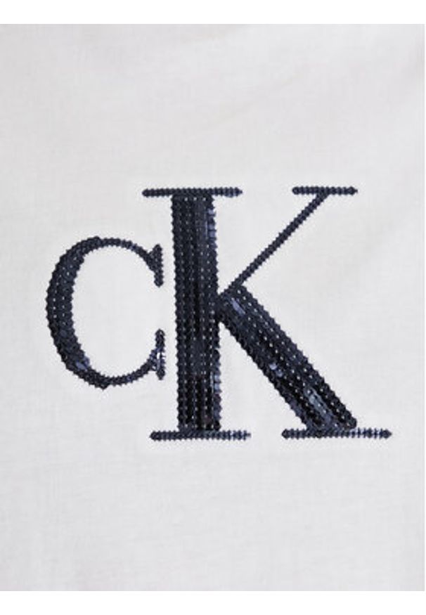 Calvin Klein Jeans T-Shirt Graphic LV044E215G Biały Regular Fit. Kolor: biały. Materiał: bawełna