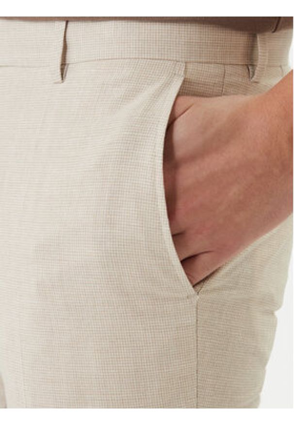 BOSS Spodnie materiałowe H-Genius-253 50561874 Beżowy Slim Fit. Kolor: beżowy. Materiał: wiskoza