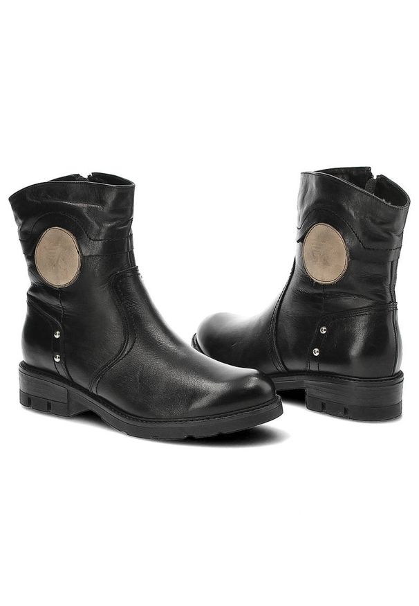 Czarne Botki Karino Damskie Wygodne Buty. Okazja: na co dzień. Zapięcie: zamek. Kolor: czarny. Szerokość cholewki: normalna. Materiał: skóra. Sezon: zima, jesień. Obcas: na obcasie. Styl: casual. Wysokość obcasa: średni