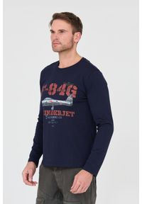 Aeronautica Militare - AERONAUTICA MILITARE Granatowy męski bawełniany longsleeve F-84G Thunderjet, Rozmiar XXL. Kolor: niebieski. Materiał: bawełna. Długość rękawa: długi rękaw