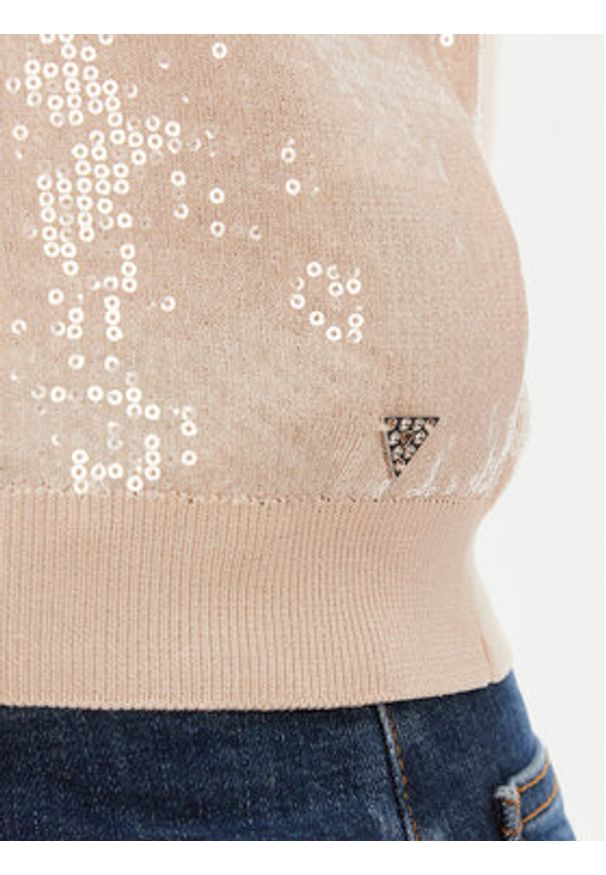 Guess Sweter W5YR21 Z3E70 Beżowy Regular Fit. Kolor: beżowy. Materiał: wiskoza