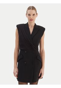 Karl Lagerfeld - KARL LAGERFELD Sukienka koktajlowa B1W13051 Czarny Slim Fit. Typ kołnierza: dekolt w karo. Kolor: czarny. Materiał: syntetyk. Styl: wizytowy #1