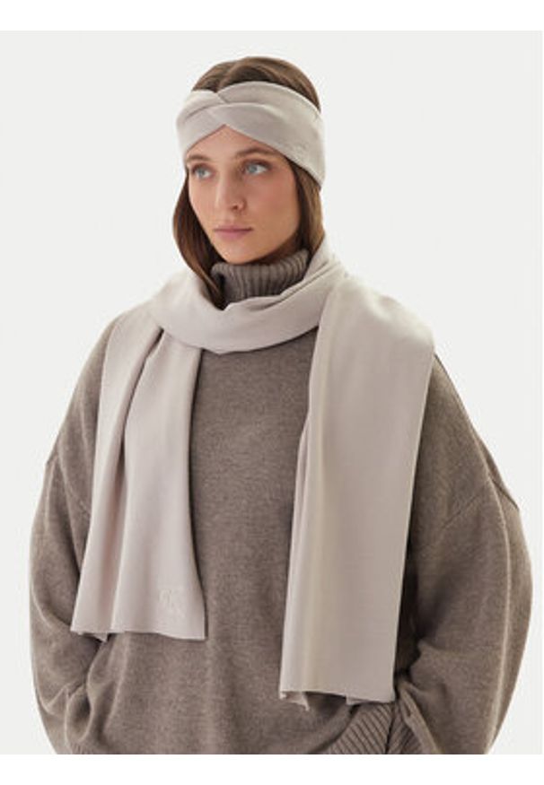 Calvin Klein Szalik Fine LV04D8021G Beżowy. Kolor: beżowy. Materiał: wiskoza