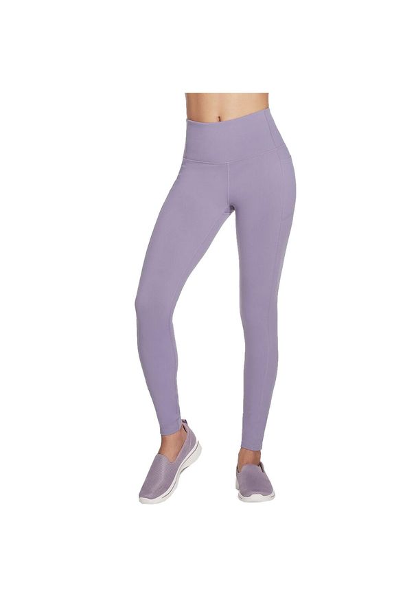 skechers - Spodnie treningowe damskie Skechers GO Walk High. Kolor: fioletowy. Materiał: nylon. Sport: fitness