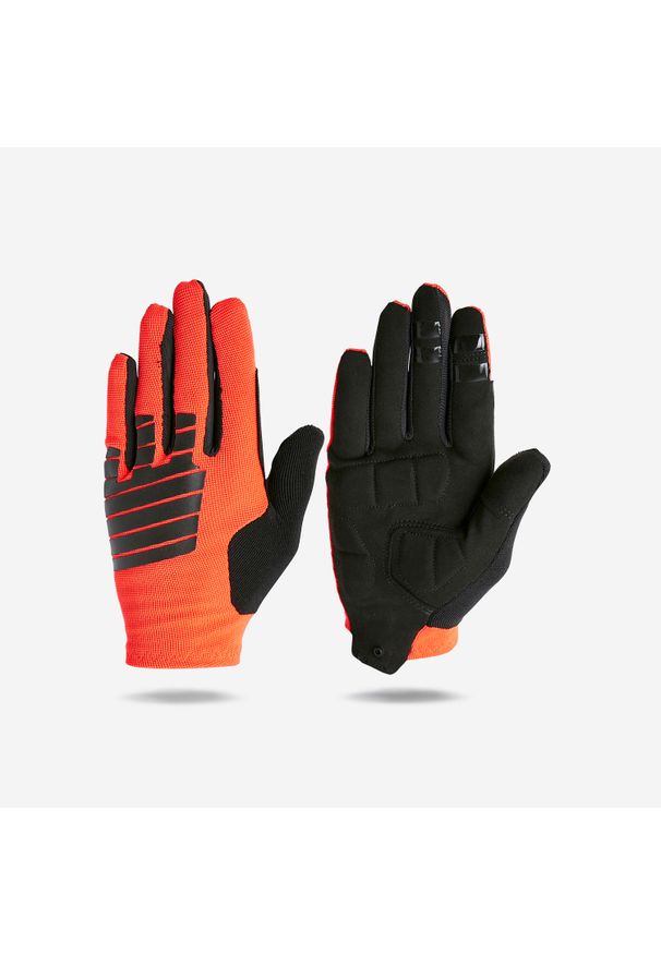 ROCKRIDER - Rękawiczki rowerowe MTB Rockrider Wygodne 500. Kolor: czerwony, czarny, wielokolorowy, pomarańczowy. Materiał: materiał. Sport: kolarstwo