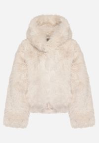 Born2be - Beżowa Futrzana Kurtka z Nieodpinanym Kapturem Zetena. Kolor: beżowy. Materiał: futro. Styl: elegancki, klasyczny #7