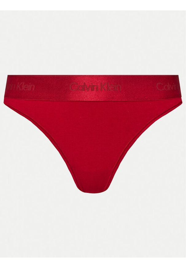 Calvin Klein Underwear Stringi Thong 000QF7997E Bordowy. Kolor: czerwony. Materiał: bawełna