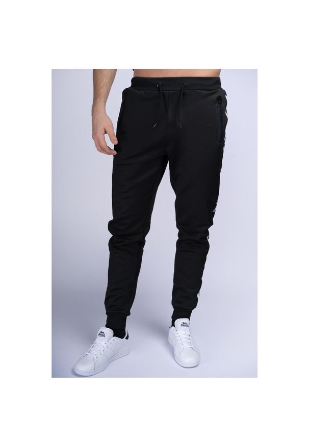 Spodnie do biegania Lonsdale Dungeness. Okazja: na co dzień. Kolor: czarny, biały, wielokolorowy. Materiał: dresówka. Styl: casual, sportowy