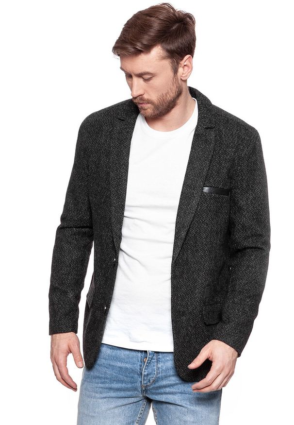 Anerkjendt - MĘSKA MARYNARKA ANERKJENDT HAL BLAZER CAVIAR 8.513.104. Okazja: na co dzień. Materiał: wełna. Wzór: melanż. Styl: casual