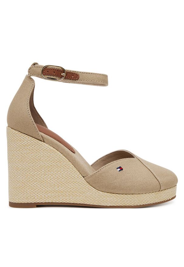 TOMMY HILFIGER - Tommy Hilfiger Półbuty Flag High Wedge Espad Closed Toe FW0FW08494 Beżowy. Kolor: beżowy. Materiał: materiał