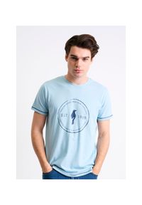 Ochnik - T-shirt męski. Kolor: niebieski. Materiał: bawełna. Wzór: nadruk
