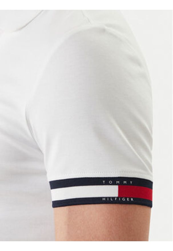 TOMMY HILFIGER - Tommy Hilfiger Polo MW0MW42743 Biały Slim Fit. Typ kołnierza: polo. Kolor: biały. Materiał: bawełna