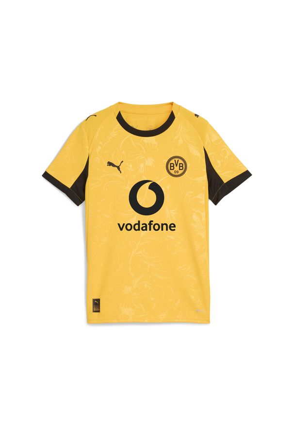Puma - Młodzieżowa koszulka pucharowa Borussia Dortmund 25/26 PUMA Yellow Sizzle Black. Kolor: czarny, wielokolorowy, żółty. Sport: piłka nożna
