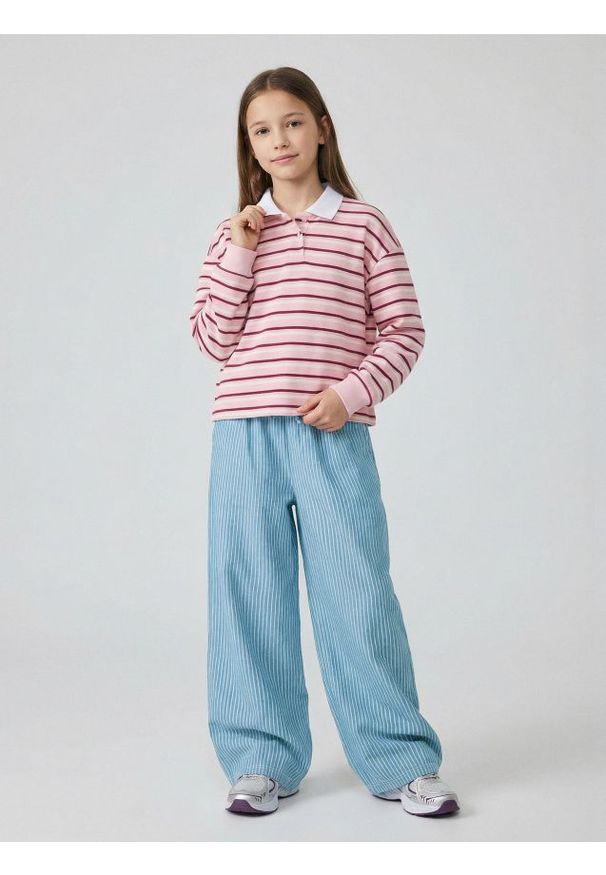 Sinsay - Jeansy wide leg w paski - wielobarwny. Wzór: paski