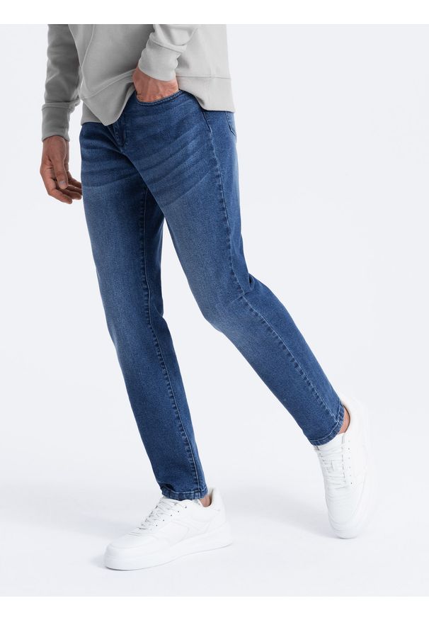Ombre Clothing - Spodnie męskie jeansowe SLIM FIT - niebieskie V3 OM-PADP-0110 - L. Kolor: niebieski. Materiał: jeans. Styl: klasyczny