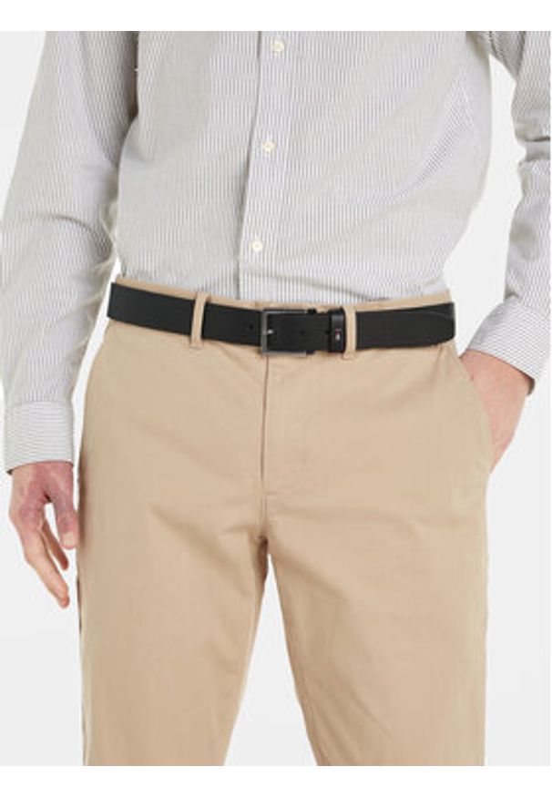 TOMMY HILFIGER - Tommy Hilfiger Pasek Męski Oliver 3.5 Ext AM0AM11461 Czarny. Kolor: czarny. Materiał: skóra