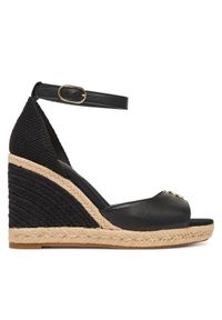 TOMMY HILFIGER - Tommy Hilfiger Espadryle Plate High Wedge Espad FW0FW09517 Czarny. Kolor: czarny. Materiał: skóra #1
