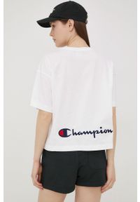 Champion t-shirt bawełniany 114930 kolor biały. Kolor: biały. Materiał: bawełna. Wzór: aplikacja #3