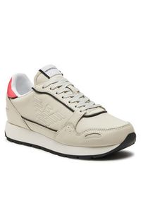 Emporio Armani Sneakersy X3X058 XN205 Q860 Beżowy. Kolor: beżowy. Materiał: skóra