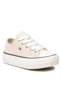 TOMMY HILFIGER - Tommy Hilfiger Trampki Low Cut Lace-Up Sneaker T3A4-32118-0890 M Beżowy. Kolor: beżowy. Materiał: materiał #3