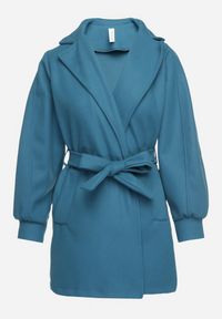 Born2be - Niebieski Płaszcz z Wiązanym Paskiem i Bufiastym Rękawem Imgrucu. Typ kołnierza: kołnierzyk stójkowy. Kolor: niebieski. Materiał: jeans, tkanina. Długość: długie. Sezon: jesień, wiosna #4