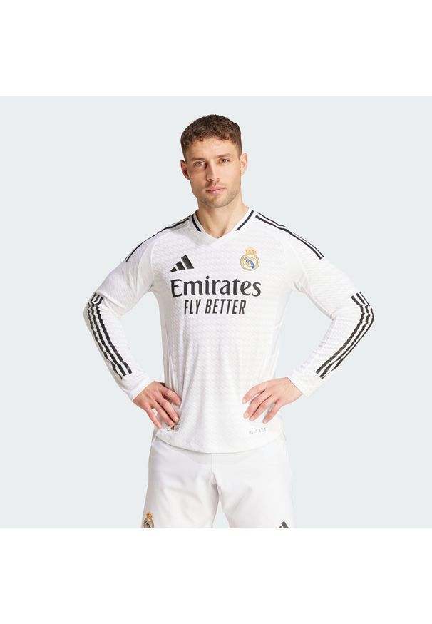 Adidas - Koszulka Real Madrid 24/25 Long Sleeve Home Authentic. Kolor: biały. Materiał: materiał. Długość rękawa: długi rękaw