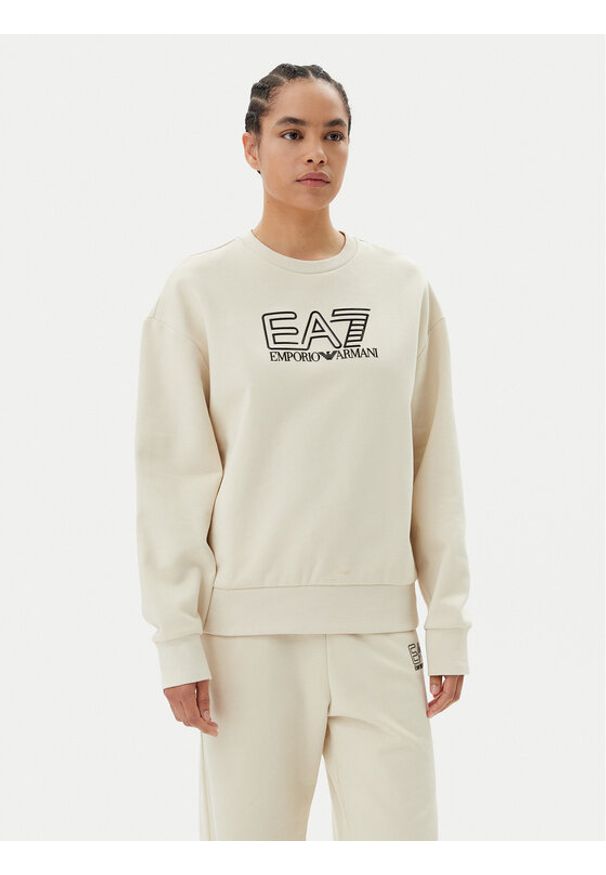 EA7 Emporio Armani Bluza 7W000100 AF10377 U1079 Beżowy Loose Fit. Kolor: beżowy. Materiał: bawełna