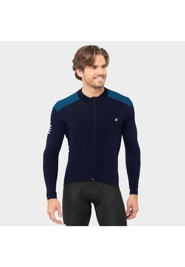 SIROKO - Mężczyzna Kolarstwo Męska termoaktywna koszulka rowerowa M4 Cubilla Navy Blue. Kolor: niebieski. Materiał: tkanina. Sport: kolarstwo