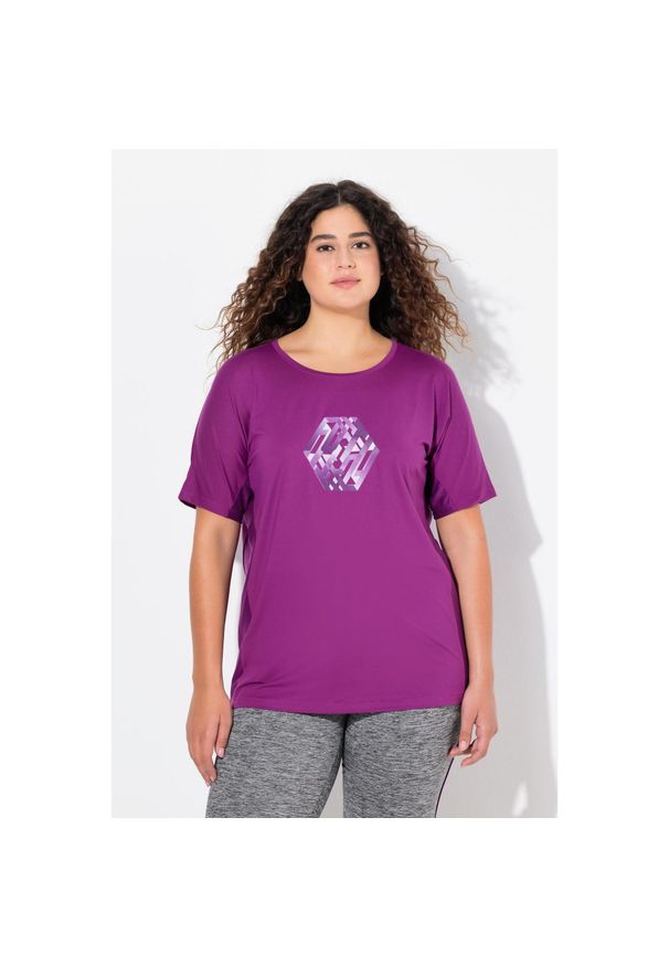ULLA POPKEN - Damskie Koszulka funkcyjna Future okrągły dekolt rękaw 1/2. Kolekcja: plus size. Kolor: wielokolorowy, fioletowy, różowy. Materiał: poliester, materiał, elastan