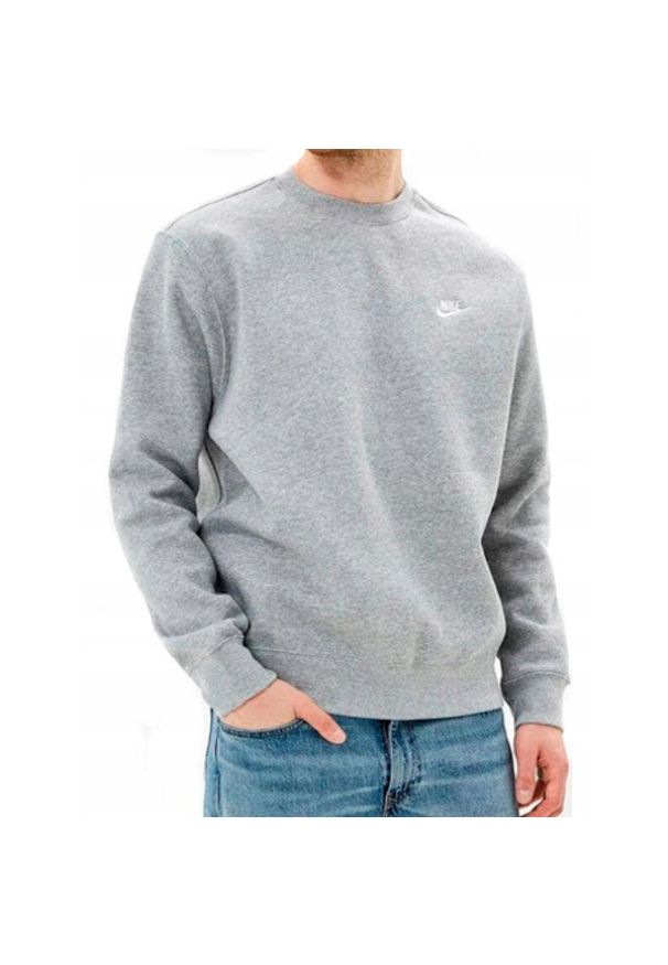 Bluza Nike Sportswear Club z okrągłym dekoltem szara. Kolor: szary. Materiał: dresówka. Sport: skateboard