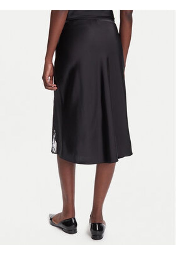 Calvin Klein Spódnica midi LV044C672G Czarny Regular Fit. Kolor: czarny. Materiał: syntetyk, satyna