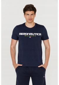 Aeronautica Militare - AERONAUTICA MILITARE Granatowy t-shirt męski. Kolor: niebieski. Długość rękawa: krótki rękaw. Długość: krótkie. Wzór: haft #1